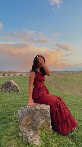 Romantic One Shoulder Vintage Prom Dress Stunning Evening Dress Y1105