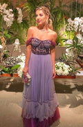 A Line Tulle Prom Dresses With Beading Off the Shoulder Evening Dresses Y1102 by simplepromdress