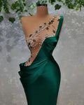 Glamorous Emerald Green Satin Evening Dress ,Sexy Pageant Dress Y757 by simplepromdress