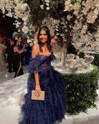 Navy Blue Prom Dress Women Sexy Dresses Elegant Tulle Evening Gown Y1100 by simplepromdress