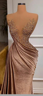 Beaded Arabic Evening Dresses Long Formal Dresses Velvet Womens Evening Gown Y756 by simplepromdress