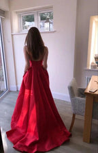 A-Line V-Neck Satin Prom Dresses Formal Evening Dresses Y806 by simplepromdress
