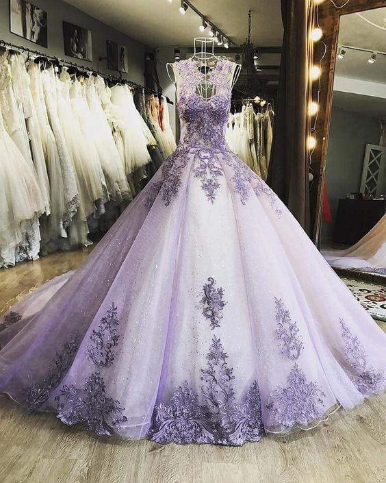 Romantic Lavender Lace Ball Gown Dress Sparkling Party Special Occasion Dress Y1074 by simplepromdress