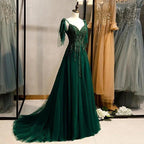 Emerald Green Spaghetti Straps Prom Dress Ball Gown V-Neck S11037 by simplepromdress