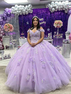Princess Purple Off The Shoulder Ball Gown Sweet 16 Dress Y1450 by simplepromdress