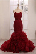 Red mermaid long prom dresses,gorgeous evening dresses,sweetheart strapless evening dresses Y1441 by simplepromdress