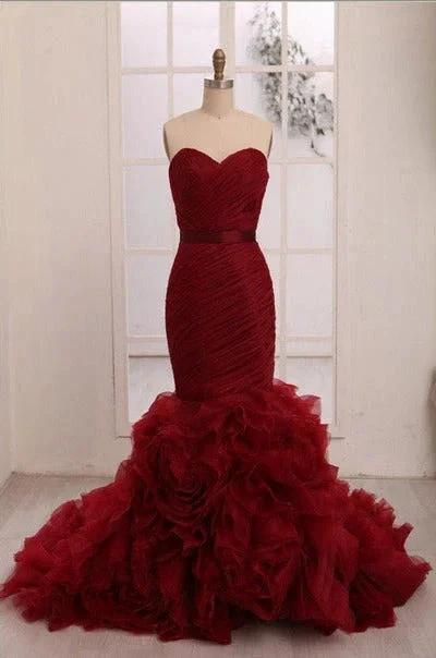 Red mermaid long prom dresses,gorgeous evening dresses,sweetheart strapless evening dresses Y1441 by simplepromdress