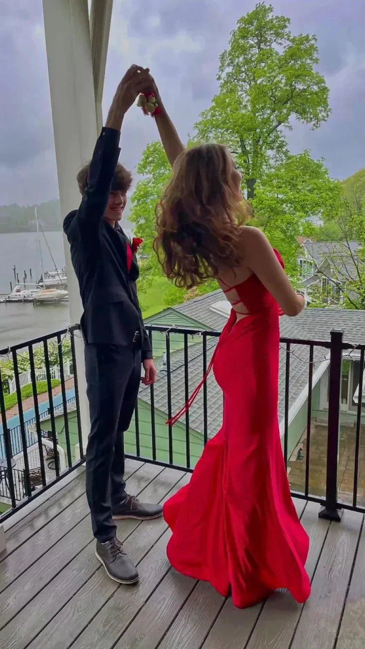 Sexy Red Mermaid Long Prom Dress,Backless Evening Dress Y1676 by simplepromdress