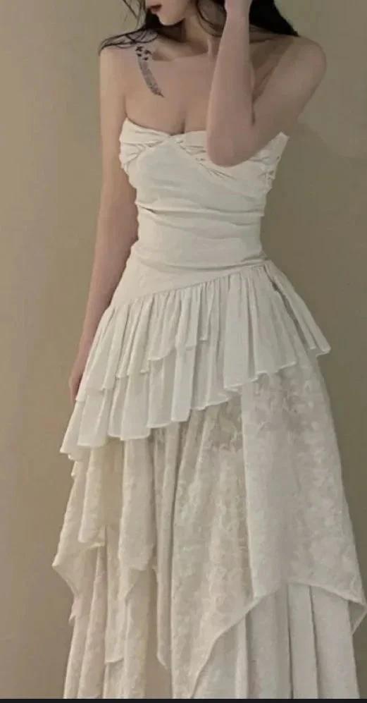 Strapless White Irregular Side Prom Dress,Chic White Evening Dress Y1815 by simplepromdress