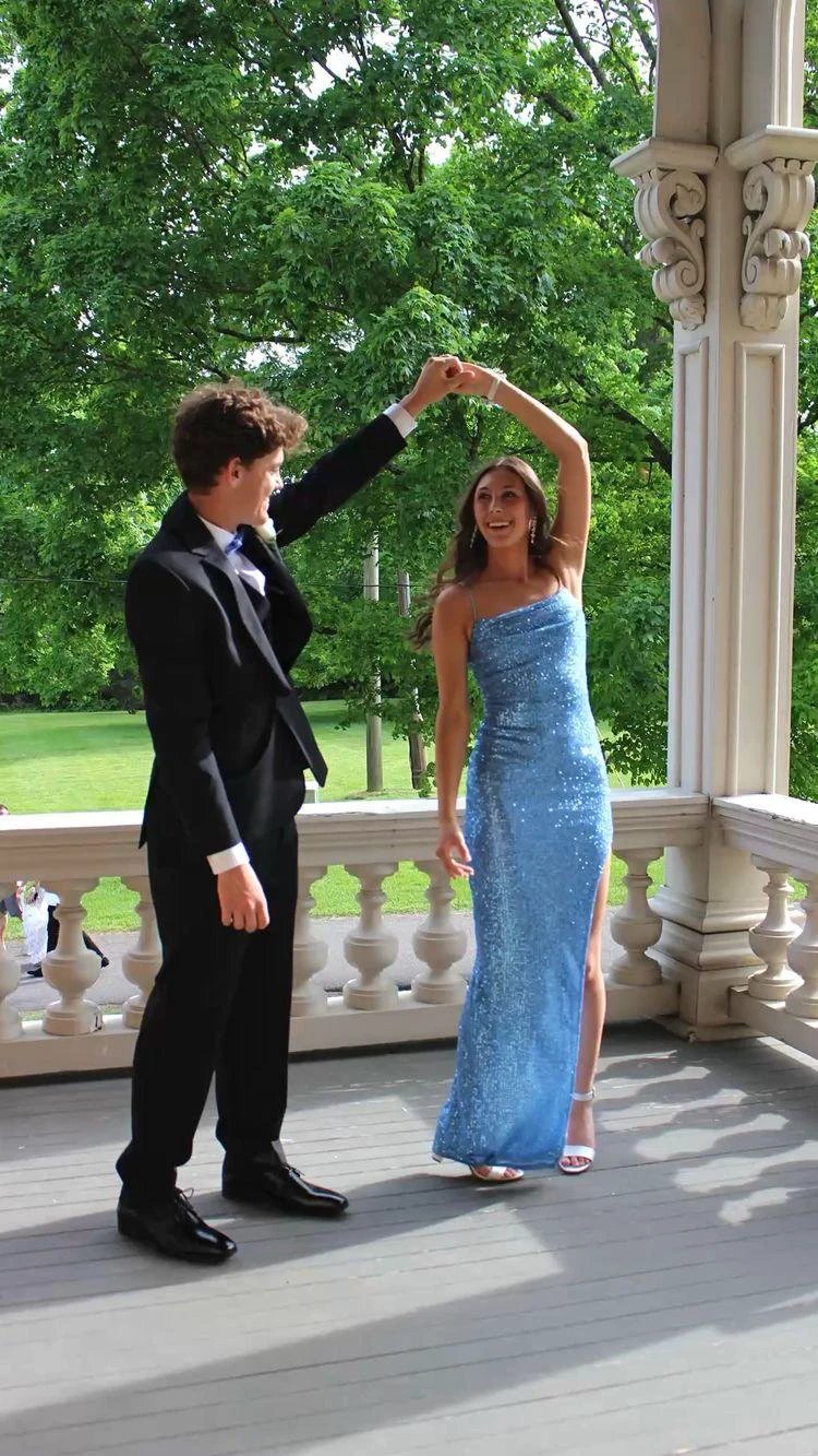 Elegant Blue Sequins Mermaid Prom Dress,Charming Evening Dress Y1707 by simplepromdress