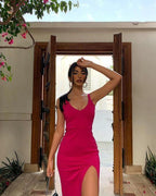 Simple Straps Floor Length Prom Dress,Sexy Evening Dress with Split Y1758 by simplepromdress
