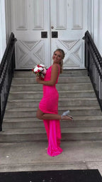 Elegant Hot Pink Prom Dress,Backless Evening Dress,Formal Gown Y1717 by simplepromdress