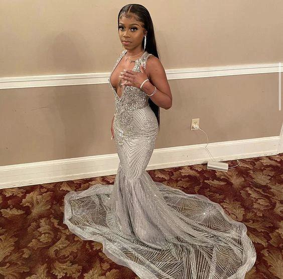 Silver Mermaid Women Formal Evening Dress Y1696 by simplepromdress