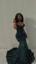 Emerald Green Prom Dresses Long,Sparkly Sequins Evening Dresses Y1821 by simplepromdress