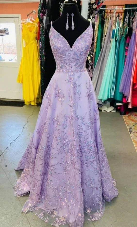 Elegant A-line V Neck Prom Dress,Charming Evening Dress Y1740 by simplepromdress