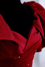 Burgundy satin long A line prom dress evening dress Y518 by simplepromdress