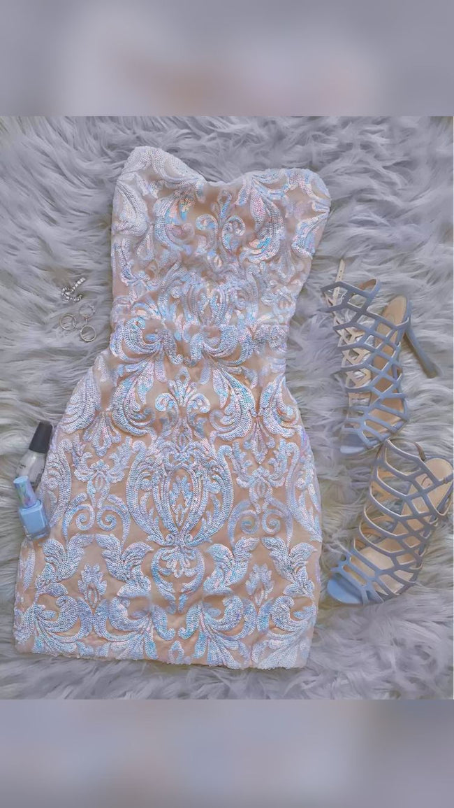 Sweetheart Iridescent Tight Dress Short Homecoming Dress Y531 Main Image