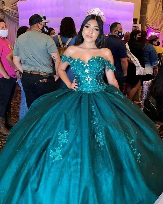 Off The Shoulder Glitter Quinceanera Dress Ball Gown Y608 by simplepromdress