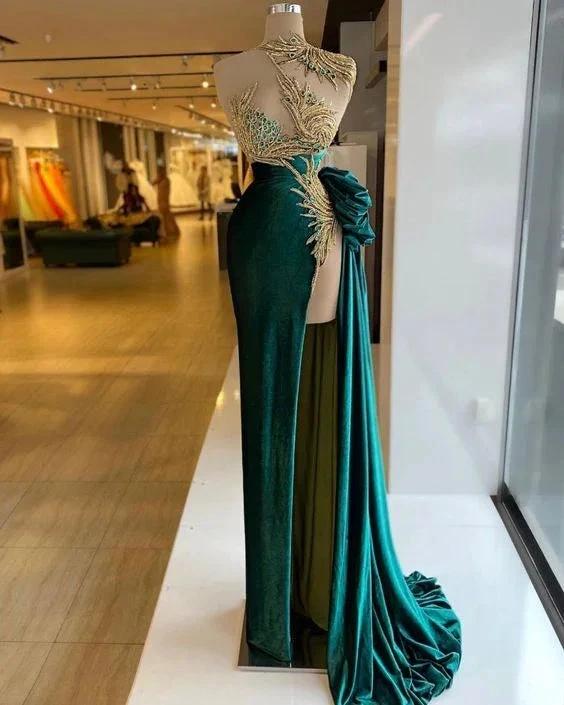 Green prom dresses, sexy prom dresses,cheap evening dresses, side slit evening dresses, new arrival evening gowns Y522 by simplepromdress