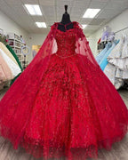 Red Quinceanera Dresses 3D Flowers Appliques Ball Gown Sweet 16 Dress Y585 by simplepromdress