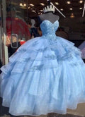 Puffy Ball Gown, Blue Tulle Princess Dresses,Blue Quinceanera Dress Y528 by simplepromdress