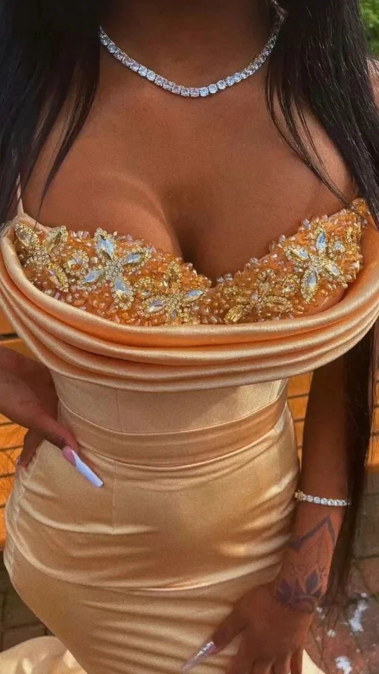 Mermaid Spaghetti Straps Prom Dress Sexy Evening Dress With Train Y544 by simplepromdress