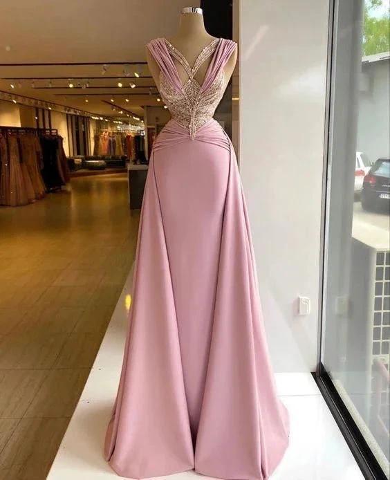 Pink Long Prom Dress Unique Evening Dress Y521 by simplepromdress
