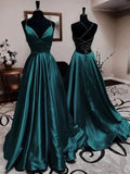 Spaghetti Straps Satin Long Party Dresses, Women's Evening Dress, Elegant Dresses For Women Y668 by simplepromdress