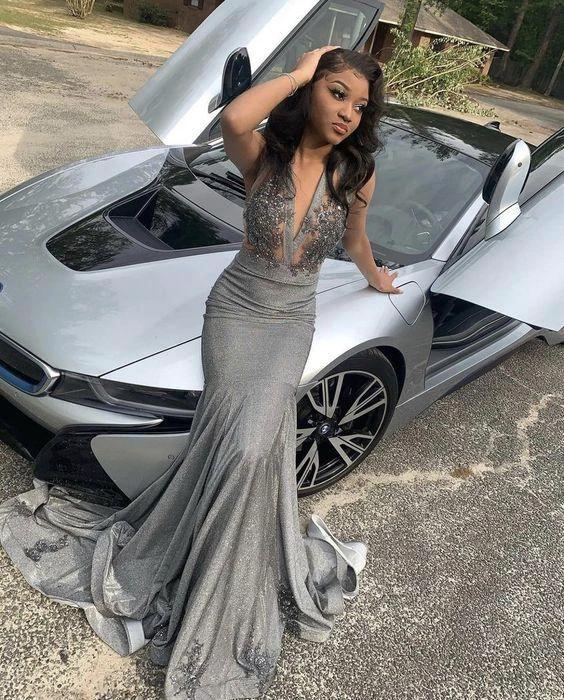 Luxury Black Girl Prom Dress Sexy Mermaid Evening Dress Y541 by simplepromdress