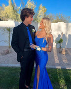 Mermaid Royal Blue Prom Dress With Side Slit Elegant Evening Dress Y576 by simplepromdress