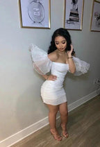 Women's Mini Dress Elbow Sleeve Elastic Dress Short Homecoming Dress Y651 by simplepromdress
