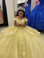 Off The Shoulder Yellow Princess Dress Sweet 16 Dress Ball Gown Y655 by simplepromdress