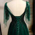 Emerald Green Spaghetti Straps Prom Dress Ball Gown V-Neck S11037 by simplepromdress