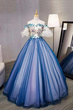 Ball Gown sweet 16 Party Long Prom Dress,Evening Dress,Charming Prom Dresses,Hand-Made Flower Prom Dress S4837 by simplepromdress