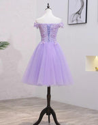 Light Purple Lace And Tulle Off The Shoulder Homecoming Dress S11189 by simplepromdress