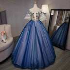 Ball Gown sweet 16 Party Long Prom Dress,Evening Dress,Charming Prom Dresses,Hand-Made Flower Prom Dress S4837 by simplepromdress