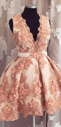Tulle A-line V-neck Homecoming Dress Sleeveless Short Homecoming Dress S23683 by simplepromdress