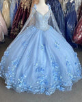 Blue flowers tulle ball gown , chic prom dress S26907 by simplepromdress