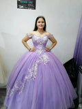 Off the shoulder lilac ball gown sweet 16 dress S26906 by simplepromdress