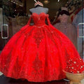 Red Organza Sweet 16 Quinceanera Dresses Sequins Applique Beaded Sweetheart Ball Gown S26634 by simplepromdress