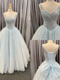 Princess Light Blue Tulle Ball Gown prom dress S26929 by simplepromdress