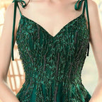 Emerald Green Spaghetti Straps Prom Dress Ball Gown V-Neck S11037 by simplepromdress