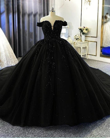 Ballkleid Off The Shoulder Brautkleid Perlenbesetztes Ballkleid S26664