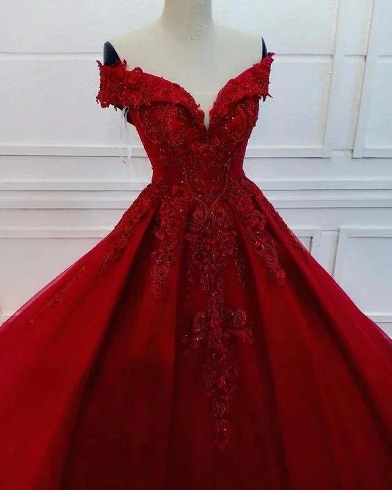 Charming Off The Shoulder Tulle Lace Appliques Ball Gown Sweet 16 Dress Y1225 by simplepromdress
