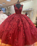 Princess Ball Gown Quinceanera Dresses,Lace Beaded V Neck Sweet 16 Dress Y1213 by simplepromdress