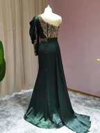 Prom dresses dark green | Evening dresses long with sleeves by misshow.com