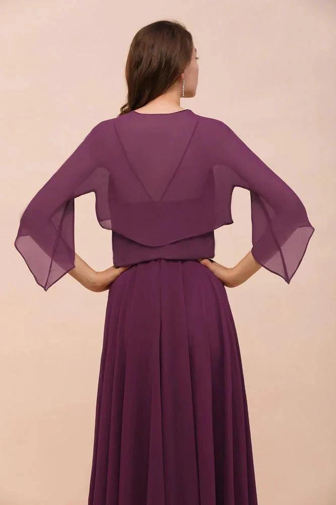 Purple Bridesmaid Dress with Wraps Spaghetti Straps Floor Length Casual Dress by misshow.com