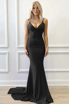 Purple V-Neck Lace-Up Mermaid Long Formal Dress by Kissprom