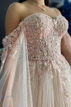 Ralap | Blush Pink 3D Floral Lace Off-the-Shoulder Ball Gown by KissProm