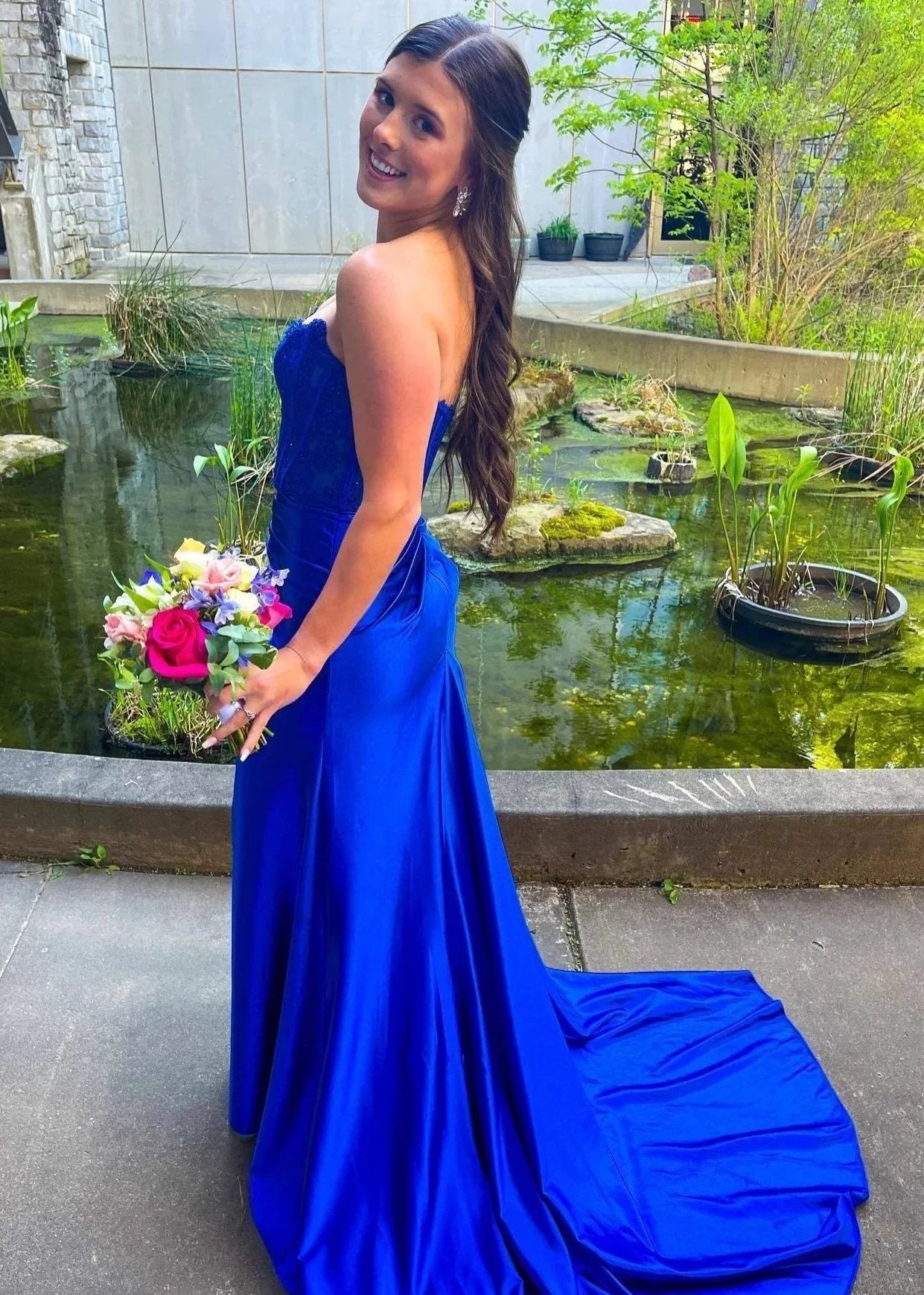 Arielle |Sheath Strapless Corset Satin Prom Dress with Slit by KissProm